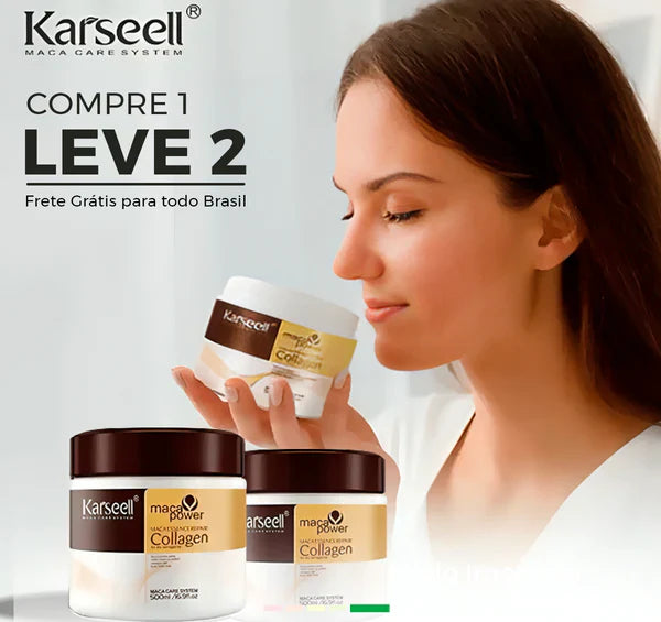 Máscara de Colágeno Karseell® [Compre 1 Leve 2] Cabelos Hidratados e Nutridos por Mais Tempo