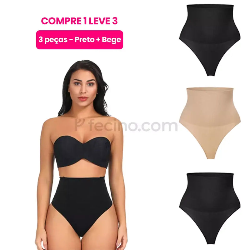 (Compre 1, Leve 3) Midéli® - Calcinha Modeladora com Barbatanas Reduz Medidas da Barriga