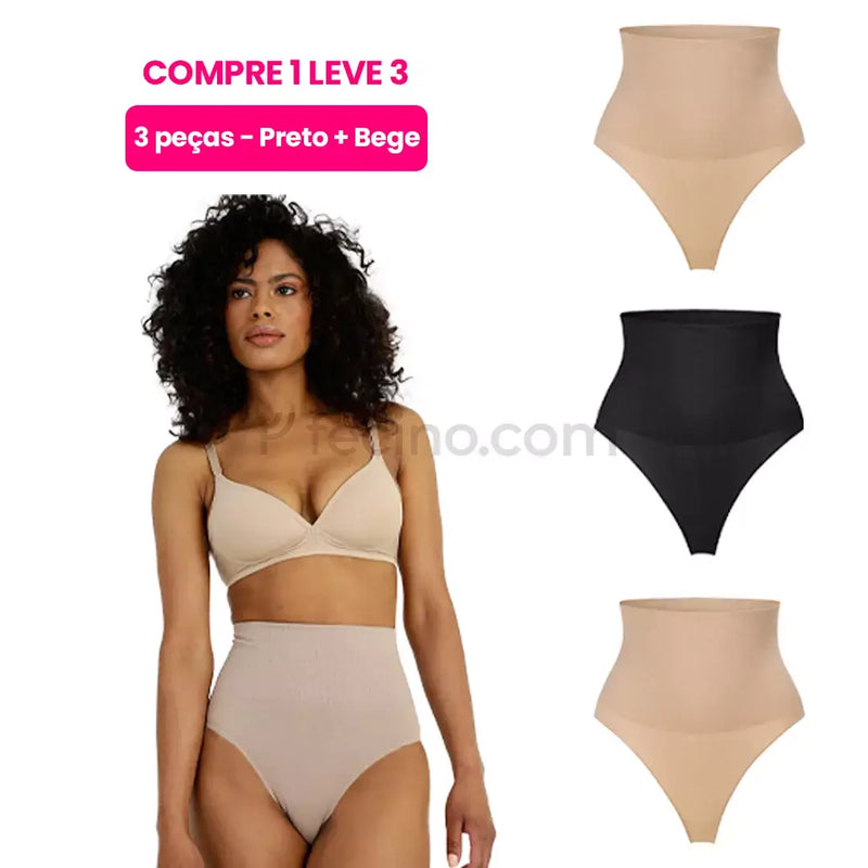 (Compre 1, Leve 3) Midéli® - Calcinha Modeladora com Barbatanas Reduz Medidas da Barriga