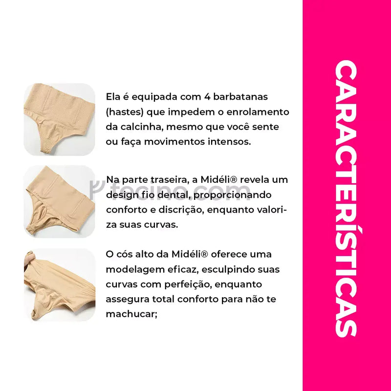 (Compre 1, Leve 3) Midéli® - Calcinha Modeladora com Barbatanas Reduz Medidas da Barriga