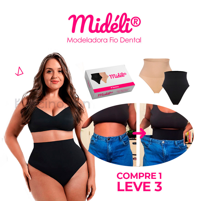 (Compre 1, Leve 3) Midéli® - Calcinha Modeladora com Barbatanas Reduz Medidas da Barriga