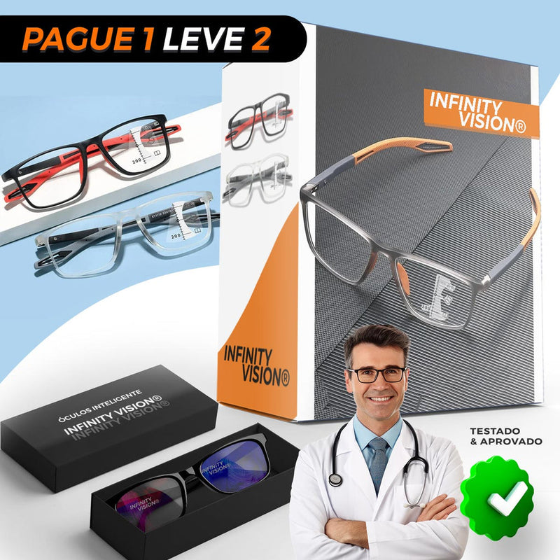 Óculos Inteligente Infinity Vision® [Pague 1 Leve 2] Lentes Adaptáveis e Progressivas