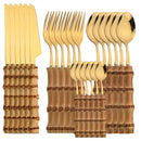Conjunto de Talheres GoldenHome™ Bamboo Gold Edition (24 Peças)