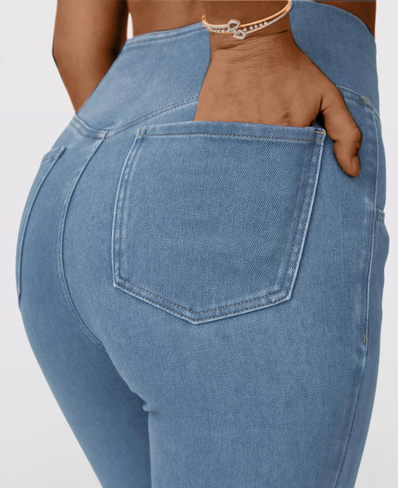 Calça Jeans de Cintura Alta Cruzada [Últimas Unidades 🔥]