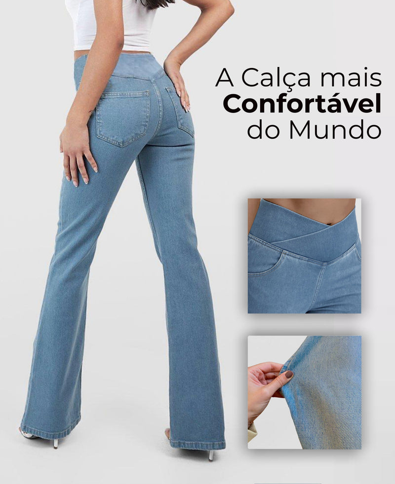 Calça Jeans de Cintura Alta Cruzada [Últimas Unidades 🔥]