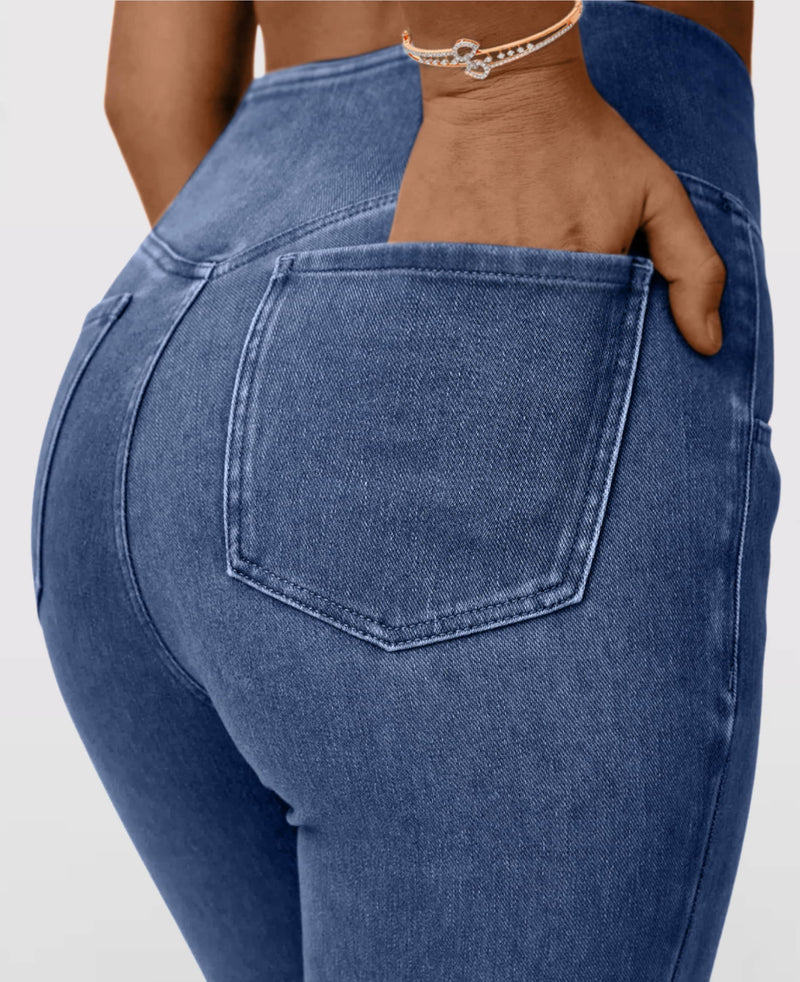 Calça Jeans de Cintura Alta Cruzada [Últimas Unidades 🔥]