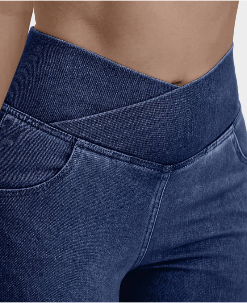 Calça Jeans de Cintura Alta Cruzada [Últimas Unidades 🔥]